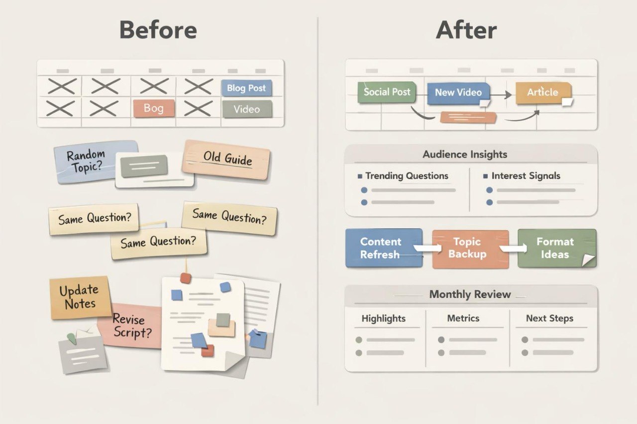 Comparison of wireframe designs labeled 'Before' and 'After' with colorful elements.