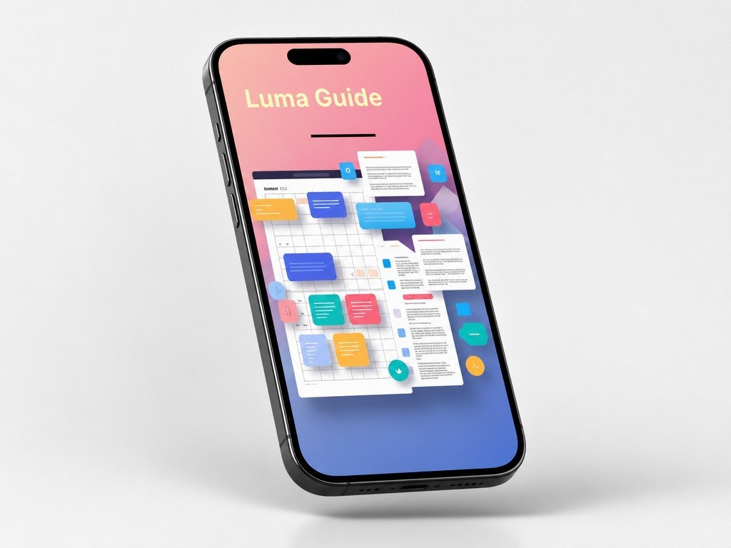 Smartphone displaying the Luma Guide app on a light gray background